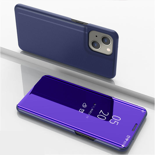 For iPhone 13 Plated Mirror Horizontal Flip Leather Case with Holder(Purple Blue) - iPhone 13 Cases by buy2fix | Online Shopping UK | buy2fix