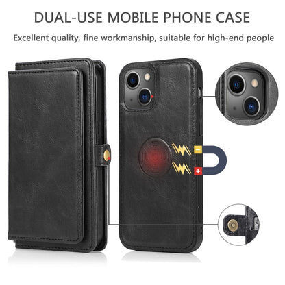 For iPhone 13 mini Strong Magnetic Detachable Horizontal Flip Leather Case with Card Slots & Wallet For  iPhone 13 Mini(Black) - iPhone 13 mini Cases by buy2fix | Online Shopping UK | buy2fix