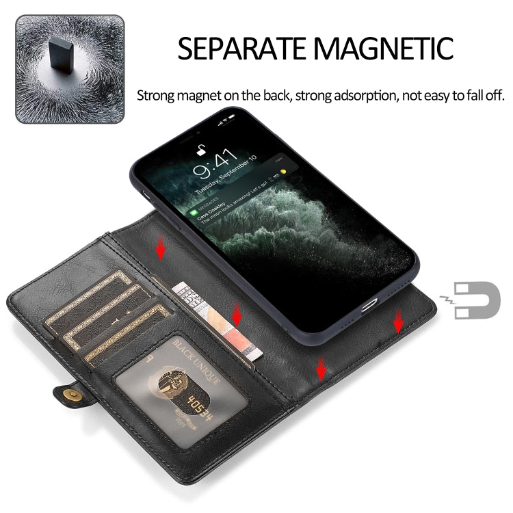 For iPhone 13 mini Strong Magnetic Detachable Horizontal Flip Leather Case with Card Slots & Wallet For  iPhone 13 Mini(Black) - iPhone 13 mini Cases by buy2fix | Online Shopping UK | buy2fix