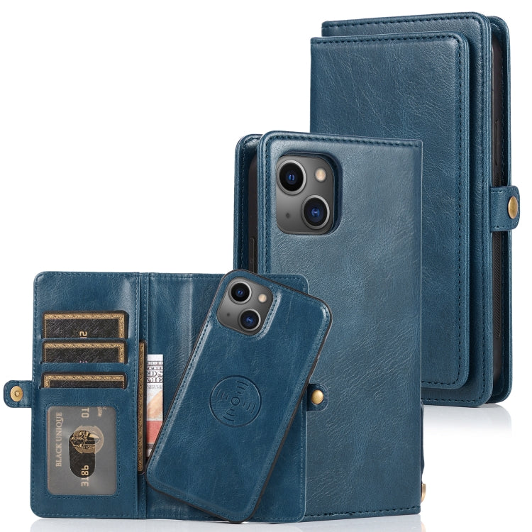 For iPhone 13 mini Strong Magnetic Detachable Horizontal Flip Leather Case with Card Slots & Wallet For  iPhone 13 Mini(Blue) - iPhone 13 mini Cases by buy2fix | Online Shopping UK | buy2fix