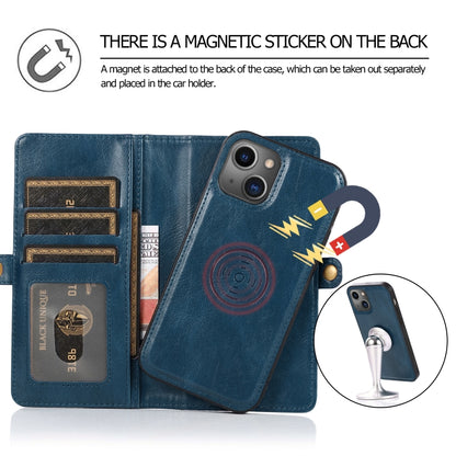 For iPhone 13 mini Strong Magnetic Detachable Horizontal Flip Leather Case with Card Slots & Wallet For  iPhone 13 Mini(Blue) - iPhone 13 mini Cases by buy2fix | Online Shopping UK | buy2fix