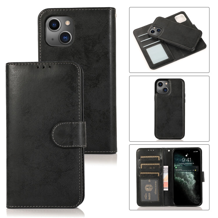 For iPhone 13 Pro Retro 2 in 1 Detachable Horizontal Flip Leather Case with Card Slots & Wallet (Black) - iPhone 13 Pro Cases by buy2fix | Online Shopping UK | buy2fix