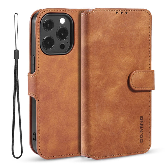 For iPhone 13 Pro Max DG.MING Retro Oil Side Horizontal Flip Leather Case with Holder & Card Slots & Wallet (Brown) - iPhone 13 Pro Max Cases by DG.MING | Online Shopping UK | buy2fix