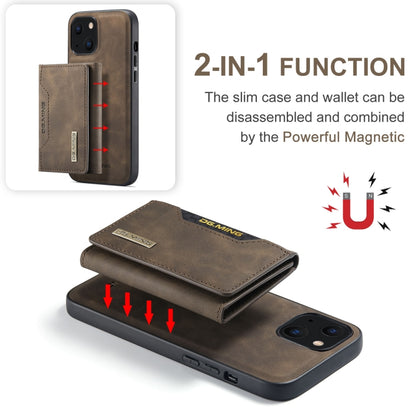 For iPhone 13 DG.MING M2 Series 3-Fold Card Bag Shockproof Case with Wallet & Holder Function(Coffee) - iPhone 13 Cases by DG.MING | Online Shopping UK | buy2fix