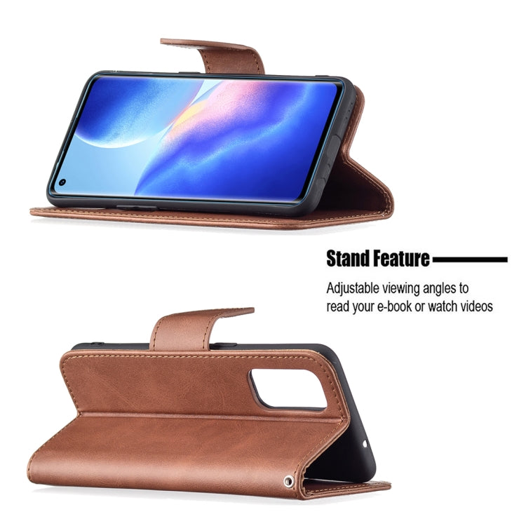 For OPPO Reno5 5G Retro Lambskin Texture Pure Color Horizontal Flip PU Leather Case with Holder & Card Slots & Wallet & Lanyard(Brown) - OPPO Cases by buy2fix | Online Shopping UK | buy2fix