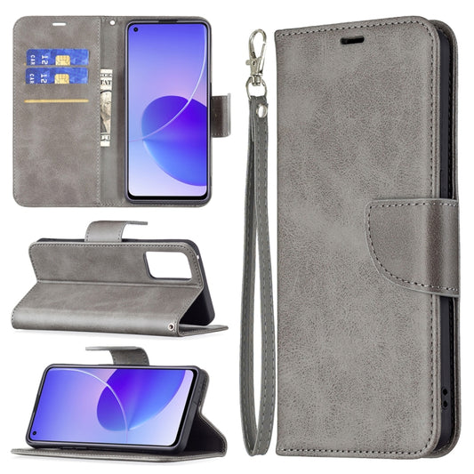 For OPPO Reno6 5G Retro Lambskin Texture Pure Color Horizontal Flip PU Leather Case with Holder & Card Slots & Wallet & Lanyard(Grey) - OPPO Cases by buy2fix | Online Shopping UK | buy2fix