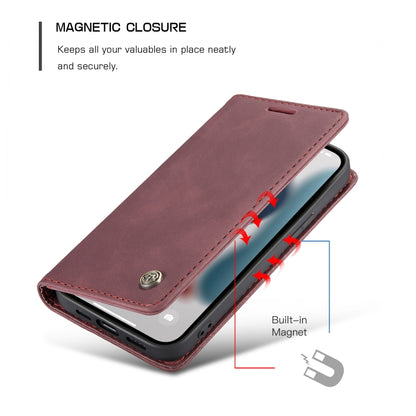 For iPhone 13 CaseMe-013 Multifunctional Retro Frosted Horizontal Flip Leather Case with Card Slot & Holder & Wallet(Wine Red) - iPhone 13 Cases by CaseMe | Online Shopping UK | buy2fix