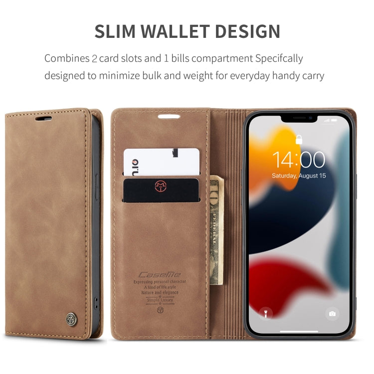 For iPhone 13 Pro CaseMe-013 Multifunctional Retro Frosted Horizontal Flip Leather Case with Card Slot & Holder & Wallet (Brown) - iPhone 13 Pro Cases by CaseMe | Online Shopping UK | buy2fix