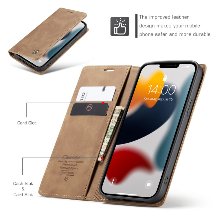 For iPhone 13 Pro CaseMe-013 Multifunctional Retro Frosted Horizontal Flip Leather Case with Card Slot & Holder & Wallet (Brown) - iPhone 13 Pro Cases by CaseMe | Online Shopping UK | buy2fix