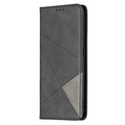 For OPPO A94 5G / F19 Pro Plus / Reno5 Z 5G Rhombus Texture Horizontal Flip Magnetic Leather Case with Holder & Card Slots(Black) - OPPO Cases by buy2fix | Online Shopping UK | buy2fix