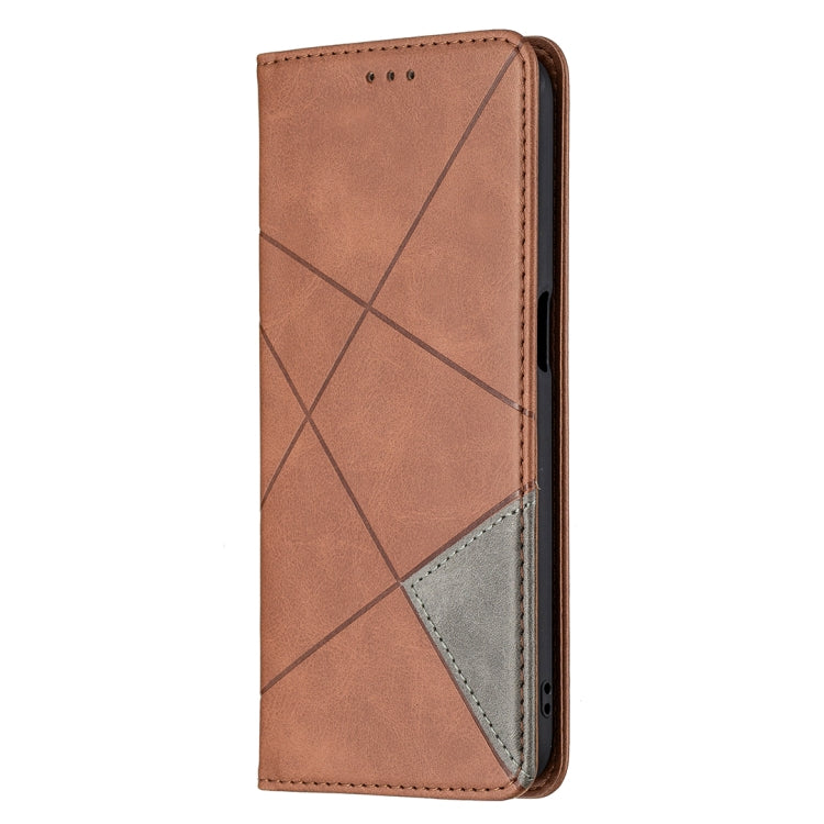 For OPPO Realme 8 5G / V13 Rhombus Texture Horizontal Flip Magnetic Leather Case with Holder & Card Slots(Brown) - Realme Cases by buy2fix | Online Shopping UK | buy2fix