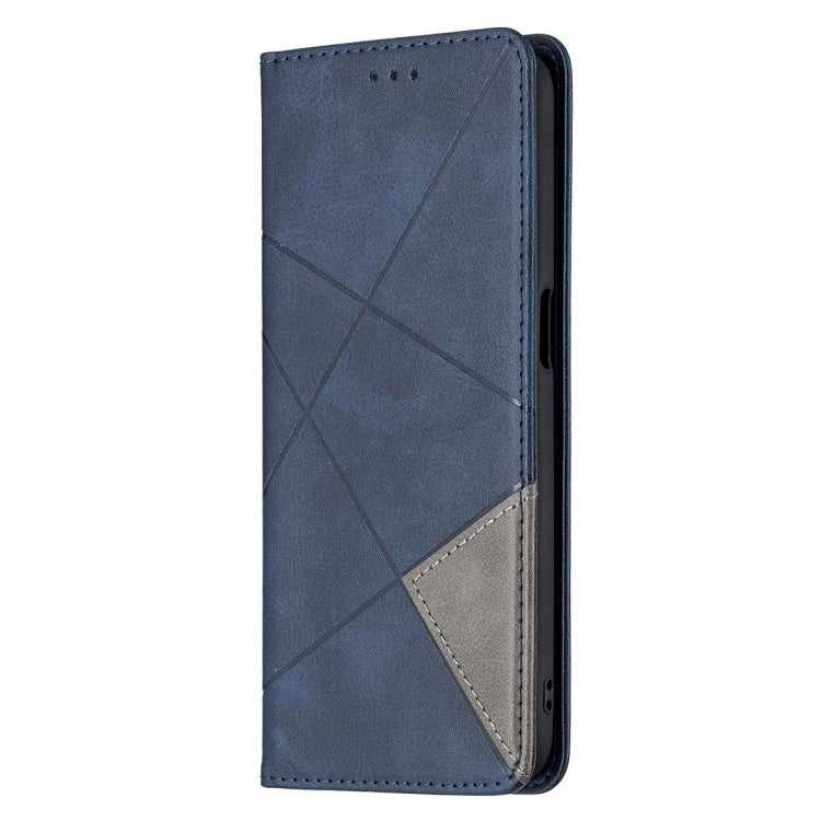 For OPPO Realme 8 5G / V13 Rhombus Texture Horizontal Flip Magnetic Leather Case with Holder & Card Slots(Blue) - Realme Cases by buy2fix | Online Shopping UK | buy2fix