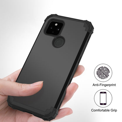 For Google Pixel 5 3 in 1 Shockproof PC + Silicone Protective Case(Black) - Google Cases by buy2fix | Online Shopping UK | buy2fix
