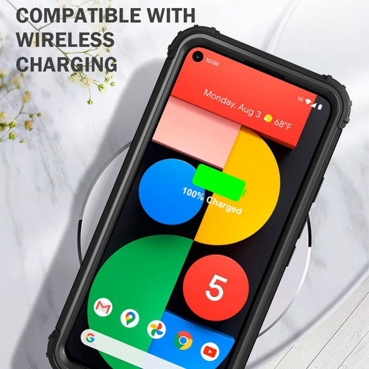For Google Pixel 5 3 in 1 Shockproof PC + Silicone Protective Case(Black) - Google Cases by buy2fix | Online Shopping UK | buy2fix