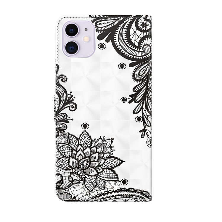 For iPhone 13 3D Painting Pattern Horizontal Flip TPU + PU Leather Case with Holder & Card Slots & Wallet(Diagonal Black Flower) - iPhone 13 Cases by buy2fix | Online Shopping UK | buy2fix