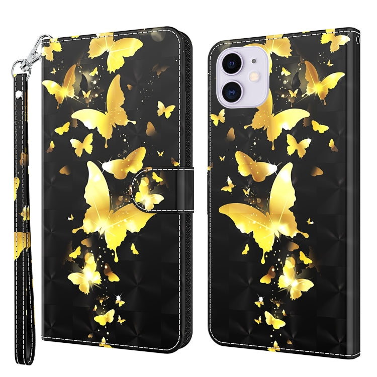 For iPhone 13 Pro Max 3D Painting Pattern Horizontal Flip TPU + PU Leather Case with Holder & Card Slots & Wallet (Gold Butterflies) - iPhone 13 Pro Max Cases by buy2fix | Online Shopping UK | buy2fix