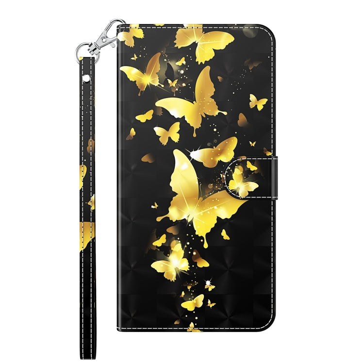 For iPhone 13 Pro Max 3D Painting Pattern Horizontal Flip TPU + PU Leather Case with Holder & Card Slots & Wallet (Gold Butterflies) - iPhone 13 Pro Max Cases by buy2fix | Online Shopping UK | buy2fix