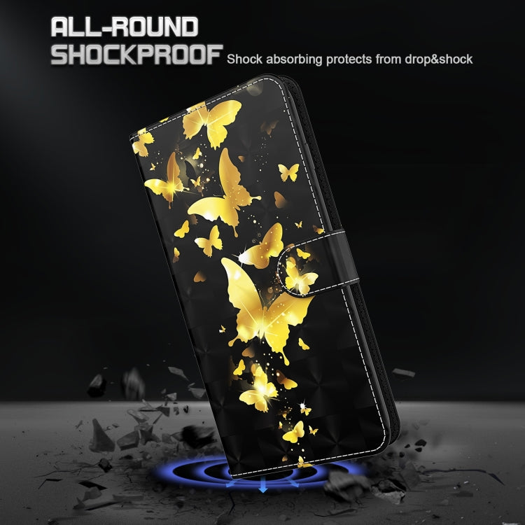 For iPhone 13 Pro Max 3D Painting Pattern Horizontal Flip TPU + PU Leather Case with Holder & Card Slots & Wallet (Gold Butterflies) - iPhone 13 Pro Max Cases by buy2fix | Online Shopping UK | buy2fix