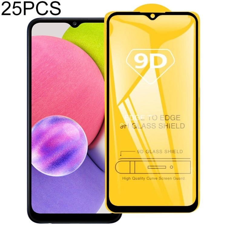 For Samsung Galaxy A03s 25 PCS 9D Full Glue Full Screen Tempered Glass Film - Galaxy Tempered Glass by buy2fix | Online Shopping UK | buy2fix