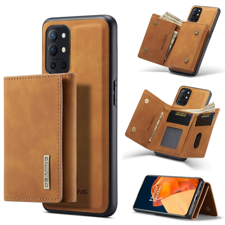 DG.MING M1 Series 3-Fold Multi Card Wallet  Back Cover Shockproof Case with Holder Function For OnePlus 9R(Brown) - OnePlus Cases by DG.MING | Online Shopping UK | buy2fix