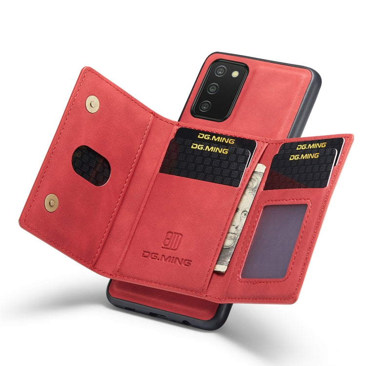 DG.MING M2 Series 3-Fold Multi Card Bag Back Cover Shockproof Case with Wallet & Holder Function For Samsung Galaxy A03s EU Version(Red) - Galaxy Phone Cases by DG.MING | Online Shopping UK | buy2fix