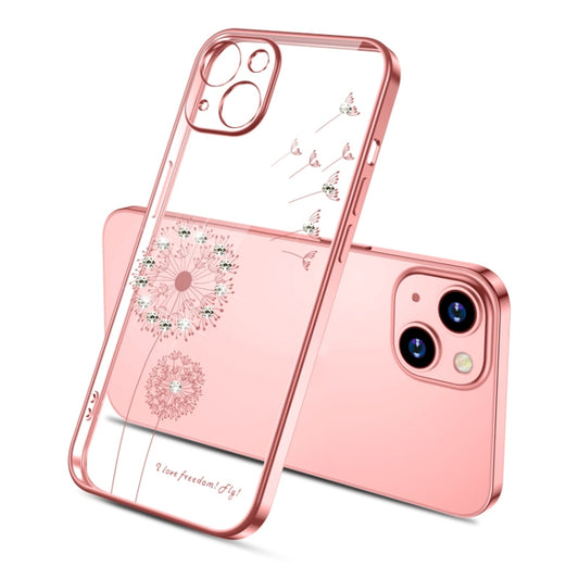 For iPhone 13 mini Electroplating Diamond Dandelion Pattern TPU Shockproof Protective Case (Rose Gold) - iPhone 13 mini Cases by buy2fix | Online Shopping UK | buy2fix