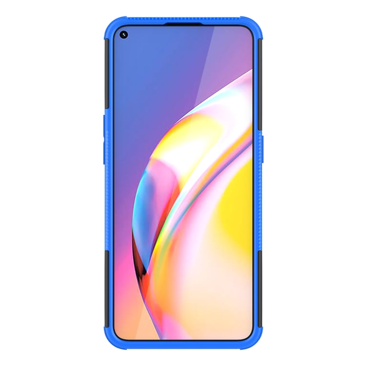 For OPPO A94 4G Tire Texture Shockproof TPU+PC Protective Case with Holder(Blue) - OPPO Cases by buy2fix | Online Shopping UK | buy2fix