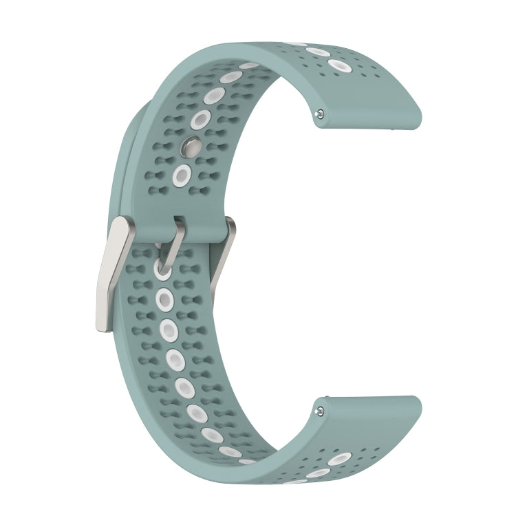 20mm Universal Colorful Hole Silicone Watch Band(Rock Cyan White) - Watch Bands by buy2fix | Online Shopping UK | buy2fix