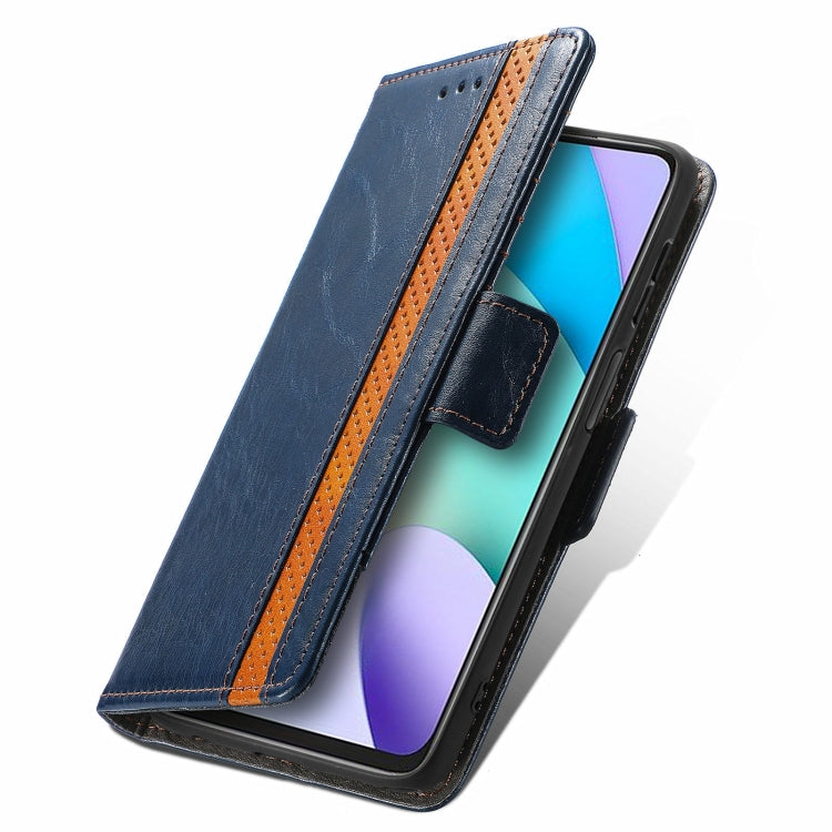 For Xiaomi Redmi 10 CaseNeo Business Splicing Dual Magnetic Buckle Horizontal Flip PU Leather Case with Holder & Card Slots & Wallet(Blue) - Xiaomi Cases by buy2fix | Online Shopping UK | buy2fix