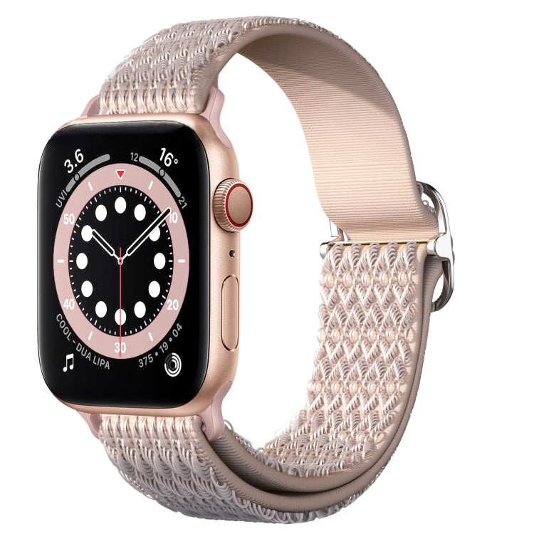 Adjustable Rhombic Texture Elastic Watch Band For Apple Watch Ultra 49mm&Watch Ultra 2 49mm / Series 9&8&7 45mm / SE 3&SE 2&6&SE&5&4 44mm / 3&2&1 42mm(Pink) - Watch Bands by buy2fix | Online Shopping UK | buy2fix