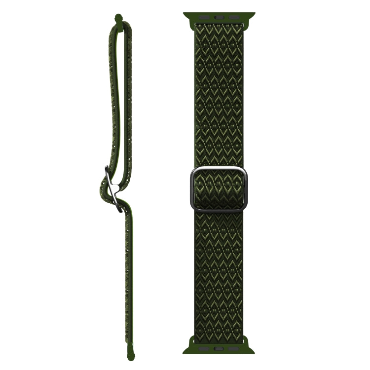 Adjustable Rhombic Texture Elastic Watch Band For Apple Watch Ultra 49mm&Watch Ultra 2 49mm / Series 9&8&7 45mm / SE 3&SE 2&6&SE&5&4 44mm / 3&2&1 42mm(Green) - Watch Bands by buy2fix | Online Shopping UK | buy2fix