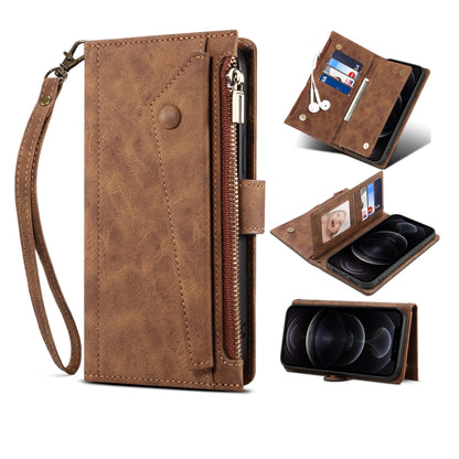 Retro Frosted Horizontal Flip Leather Case with Holder & Card Slot & Wallet & Zipper Pocket & Lanyard For iPhone 11 Pro(Brown) - iPhone 11 Pro Cases by buy2fix | Online Shopping UK | buy2fix