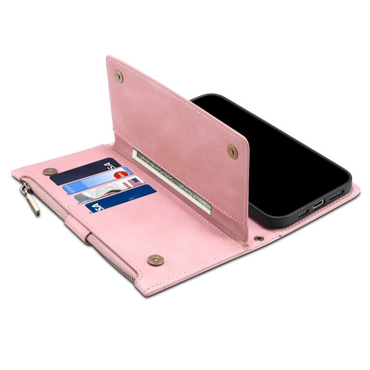 For iPhone XR Retro Frosted Horizontal Flip Leather Case with Holder & Card Slot & Wallet & Zipper Pocket & Lanyard(Rose Gold) - More iPhone Cases by buy2fix | Online Shopping UK | buy2fix