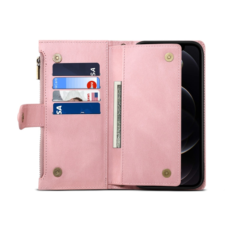 For OnePlus Nord N200 5G Retro Frosted Horizontal Flip Leather Case with Holder & Card Slot & Wallet & Zipper Pocket & Lanyard(Rose Gold) - OnePlus Cases by buy2fix | Online Shopping UK | buy2fix