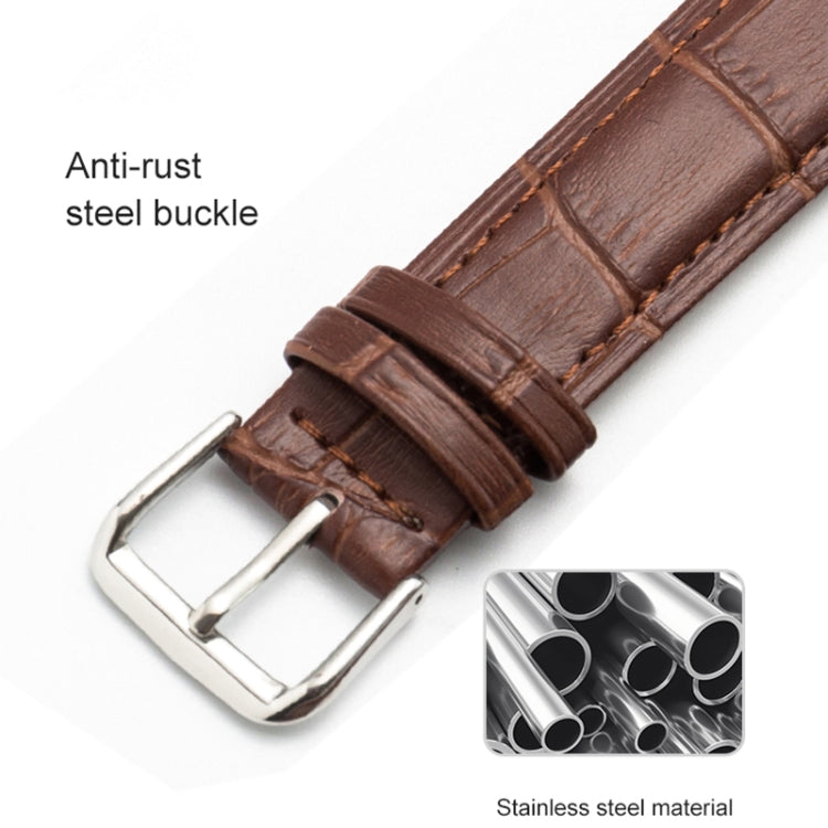 18mm Two-layer Cowhide Leather Bamboo Joint Texture Watch Band(Dark Brown) - Watch Bands by buy2fix | Online Shopping UK | buy2fix