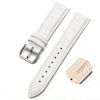 22mm Two-layer Cowhide Leather Bamboo Joint Texture Watch Band(White) - Watch Bands by buy2fix | Online Shopping UK | buy2fix