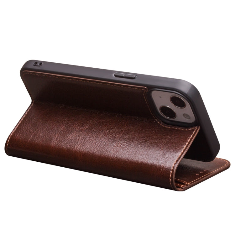 For iPhone 13 mini QIALINO Horizontal Flip Leather Case with Holder & Card Slots & Wallet (Brown) - iPhone 13 mini Cases by QIALINO | Online Shopping UK | buy2fix