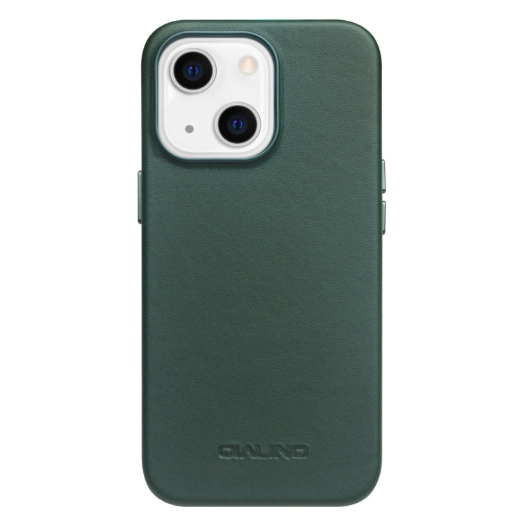 For iPhone 13 QIALINO Nappa Cowhide MagSafe Magnetic Protective Case(Dark Green) - iPhone 13 Cases by QIALINO | Online Shopping UK | buy2fix