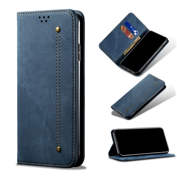 For OPPO Realme C21Y Denim Texture Casual Style Horizontal Flip Leather Case with Holder & Card Slots & Wallet(Blue) - Realme Cases by buy2fix | Online Shopping UK | buy2fix