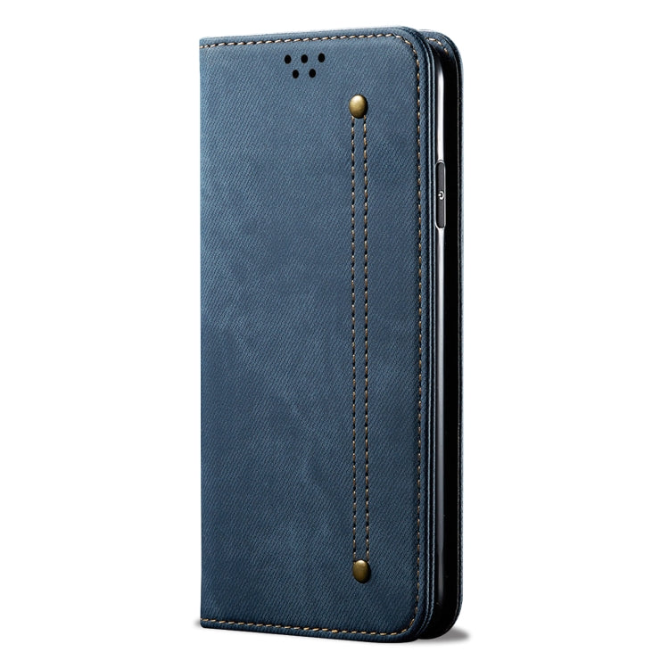 For OPPO Realme C21Y Denim Texture Casual Style Horizontal Flip Leather Case with Holder & Card Slots & Wallet(Blue) - Realme Cases by buy2fix | Online Shopping UK | buy2fix