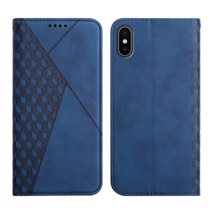 For iPhone XR Diamond Pattern Splicing Skin Feel Magnetic Horizontal Flip Leather Case with Card Slots & Holder & Wallet(Blue) - More iPhone Cases by buy2fix | Online Shopping UK | buy2fix