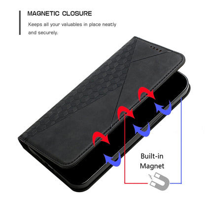 For iPhone XR Diamond Pattern Splicing Skin Feel Magnetic Horizontal Flip Leather Case with Card Slots & Holder & Wallet(Black) - More iPhone Cases by buy2fix | Online Shopping UK | buy2fix