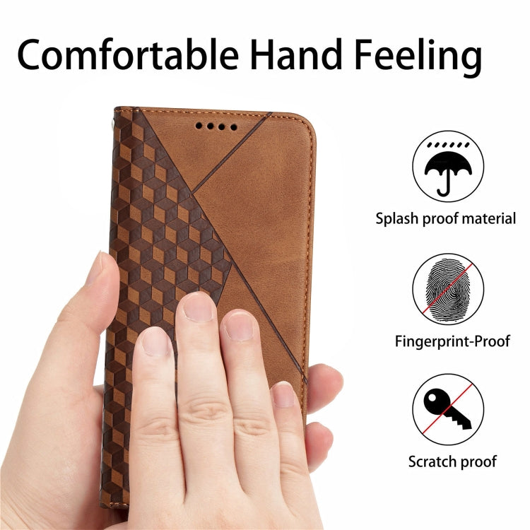 For iPhone XS Max Diamond Pattern Splicing Skin Feel Magnetic Horizontal Flip Leather Case with Card Slots & Holder & Wallet(Brown) - More iPhone Cases by buy2fix | Online Shopping UK | buy2fix