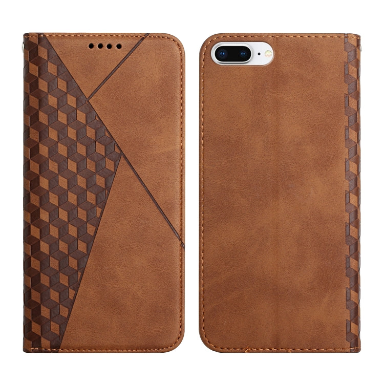 For iPhone 12 Pro Max Diamond Pattern Splicing Skin Feel Magnetic Horizontal Flip Leather Case with Card Slots & Holder & Wallet For iPhone 7 Plus / 8 Plus(Brown) - iPhone 12 Pro Max Cases by buy2fix | Online Shopping UK | buy2fix