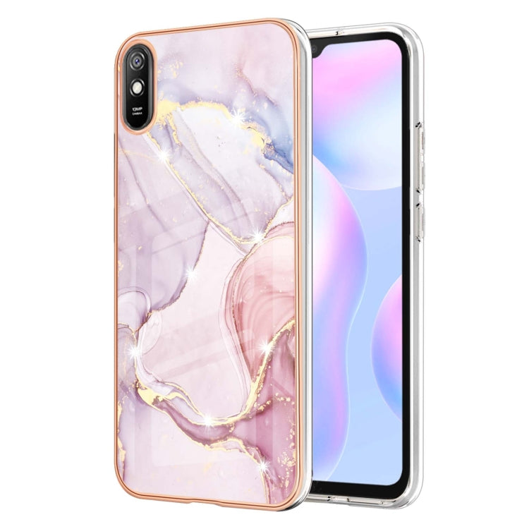 For Xiaomi Redmi 9A Electroplating Marble Pattern Dual-side IMD TPU Shockproof Case(Rose Gold 005) - Xiaomi Cases by buy2fix | Online Shopping UK | buy2fix