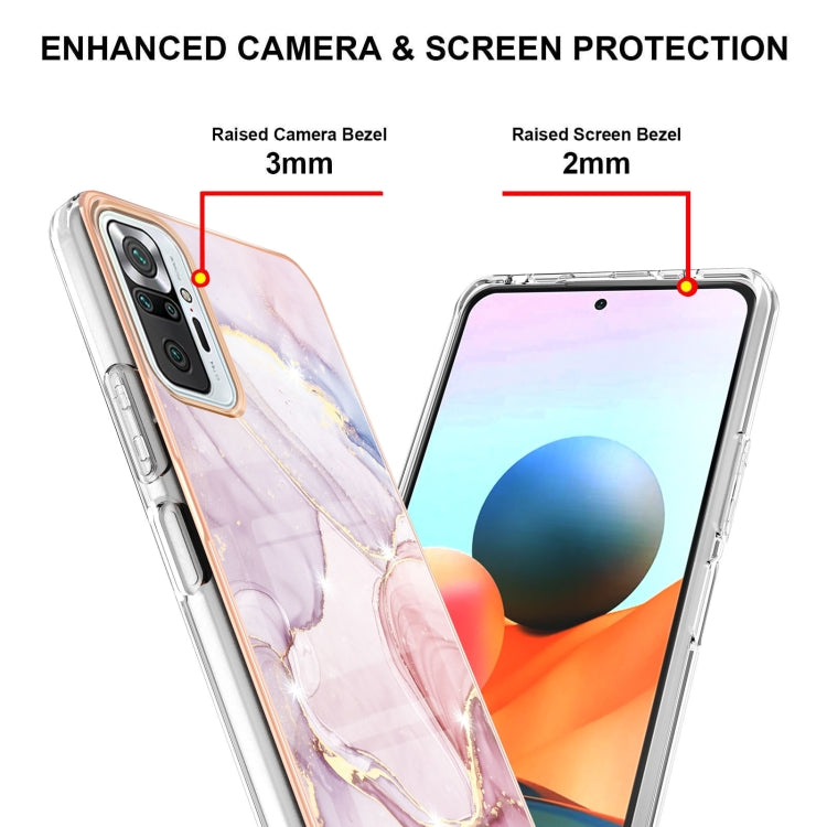 For Xiaomi Redmi Note 10 Pro / 10 Pro Max Electroplating Marble Pattern Dual-side IMD TPU Shockproof Case(Rose Gold 005) - Xiaomi Cases by buy2fix | Online Shopping UK | buy2fix