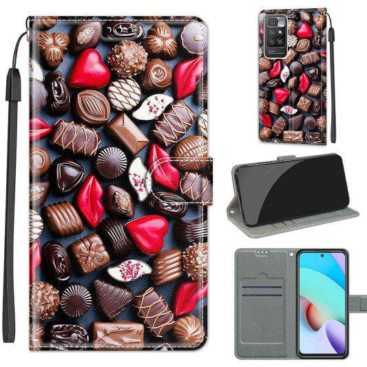 Voltage Coloured Drawing Magnetic Clasp Horizontal Flip PU Leather Case with Holder & Card Slots For Xiaomi Redmi 10(C06 Red Lip Chocolate) - Xiaomi Cases by buy2fix | Online Shopping UK | buy2fix