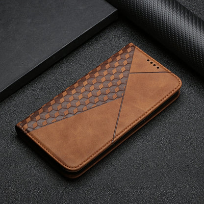 For Xiaomi Redmi Note 9 Diamond Pattern Splicing Skin Feel Magnetic Horizontal Flip Leather Case with Card Slots & Holder & Wallet(Brown) - Xiaomi Cases by buy2fix | Online Shopping UK | buy2fix