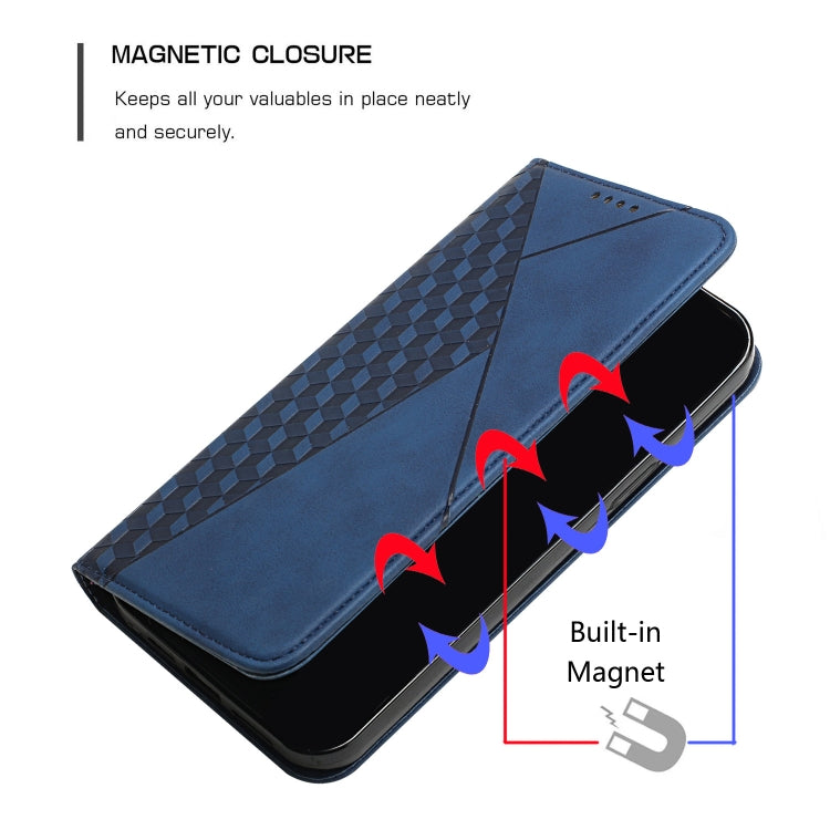 For Motorola Moto G60 /G40 Diamond Pattern Splicing Skin Feel Magnetic Horizontal Flip Leather Case with Card Slots & Holder & Wallet(Blue) - Motorola Cases by buy2fix | Online Shopping UK | buy2fix