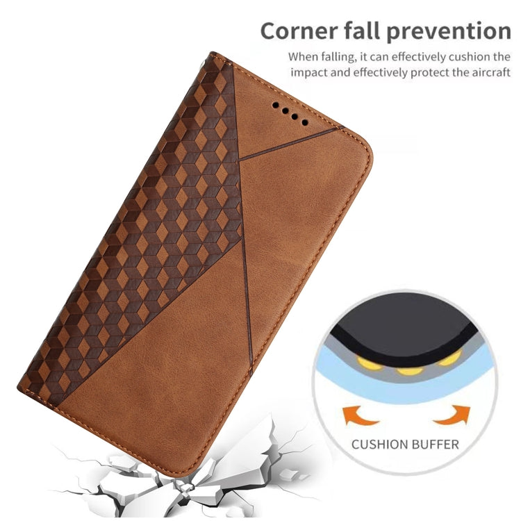 For OPPO Realme 6i / 5 Diamond Pattern Splicing Skin Feel Magnetic Horizontal Flip Leather Case with Card Slots & Holder & Wallet(Brown) - Realme Cases by buy2fix | Online Shopping UK | buy2fix